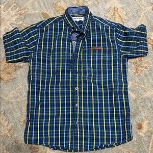 Boys Ben Sherman Navy and Yellow Plaid Casual Shirt